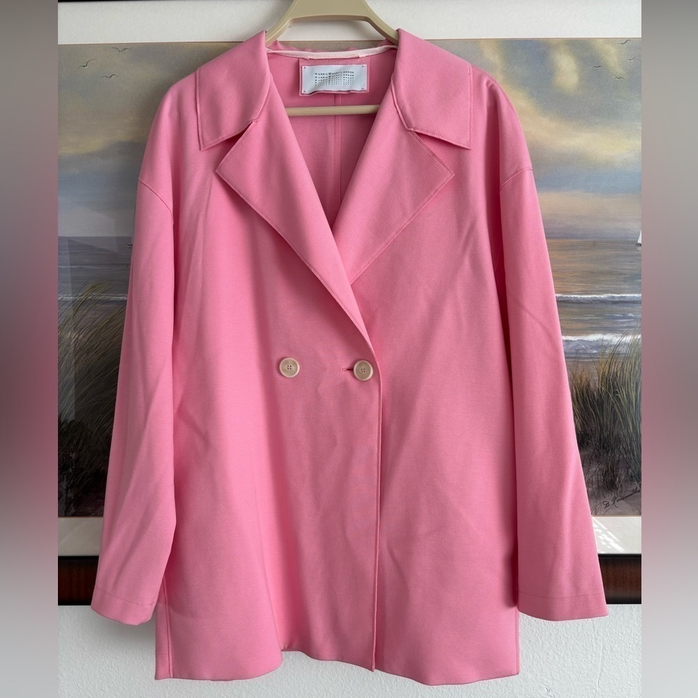 Harris Wharf London Pink Double Breasted Raw Edge Blazer IT 42 US 6 EUC